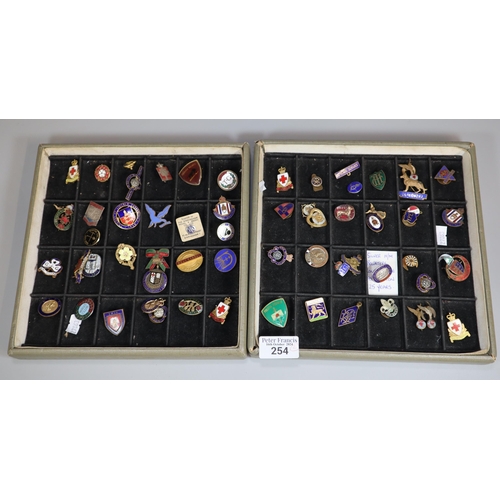 254 - Collection of old enamel badges to include: Silver Bowaters Long Services Association, RAF Sweethear... 