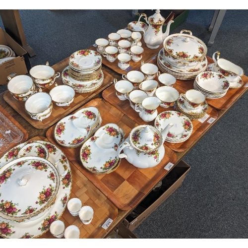 277 - Six trays of Royal Albert 'Old Country Roses' bone china tea and dinnerware items. (6) (B.P. 21% + V... 