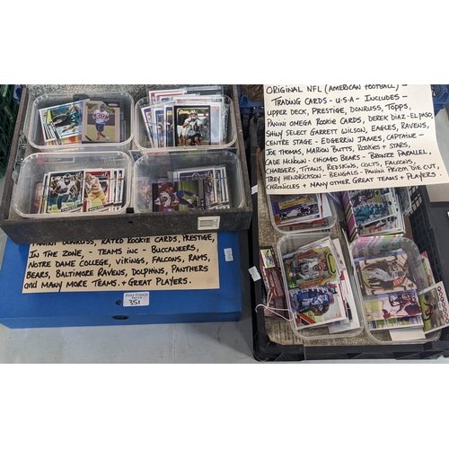 351 - Collection of original NFL American football trading cards to include: Panini Prizm, Panini Chronicl... 