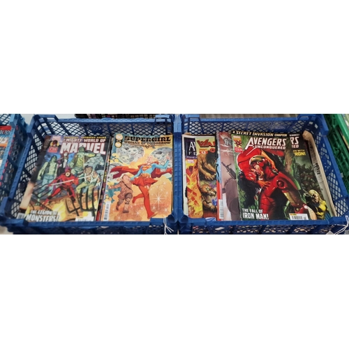 354 - Two trays each comprising approx. 28 USA and UK comics to include: DC, Marvel, Panini Comics, Batman... 