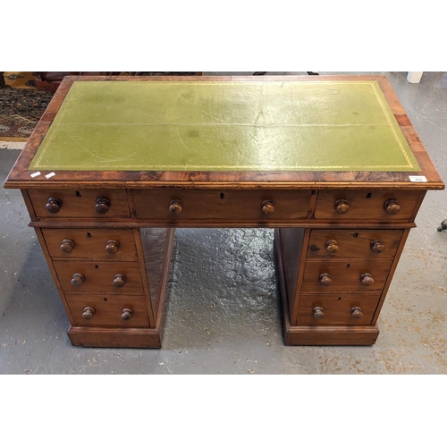 406 - Victorian mahogany twin pedestal desk. 107 x 56 x 76cm approx. (B.P. 21% + VAT)