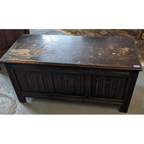 408 - 17th century style stained oak blanket box (20th century). (B.P. 21% + VAT)