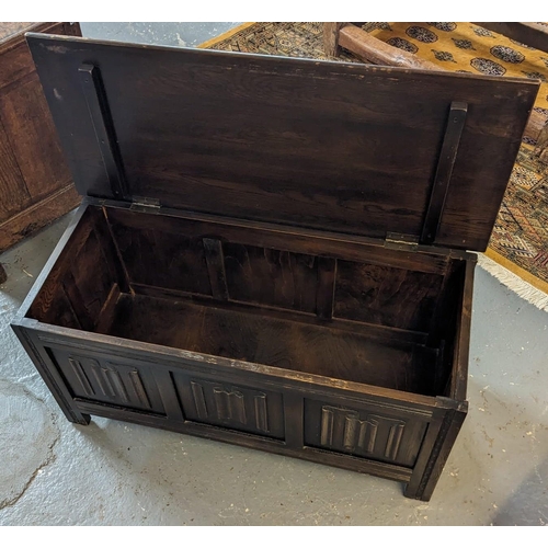 408 - 17th century style stained oak blanket box (20th century). (B.P. 21% + VAT)