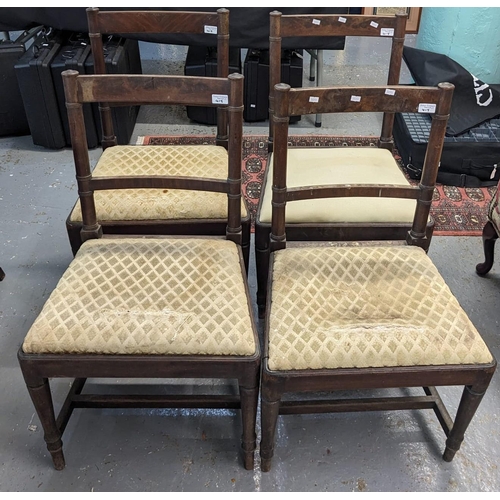 415 - Set of six 19th century mahogany bar-back dining chairs with drop-in seats. (4+2) (6). Together with... 