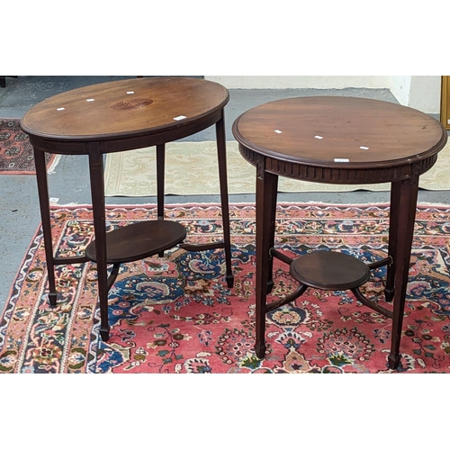 427 - Two similar Edwardian mahogany occasional tables, of oval and circular form. (2) (B.P. 21% + VAT)