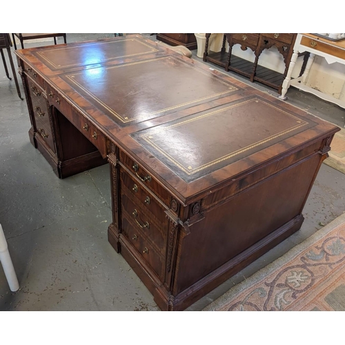 446 - Regency style mahogany partners desk. 193 x 107 x 76cm approx. (B.P. 21% + VAT)