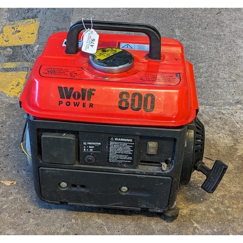 476 - Wolf 800 petrol generator. (B.P. 21% + VAT)