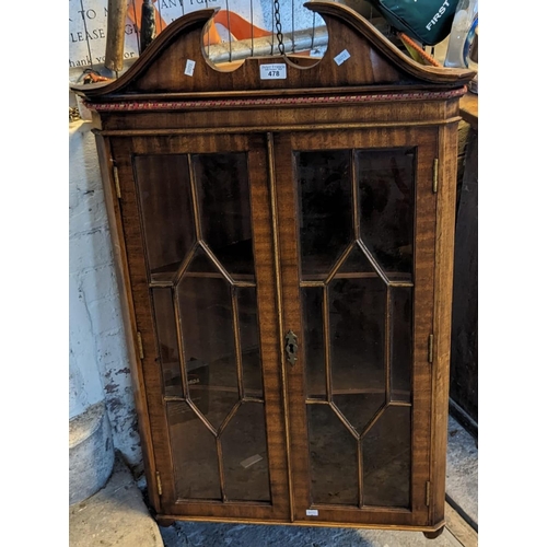 478 - 19th century style astragal glazed two door standing corner cabinet. (B.P. 21% + VAT)