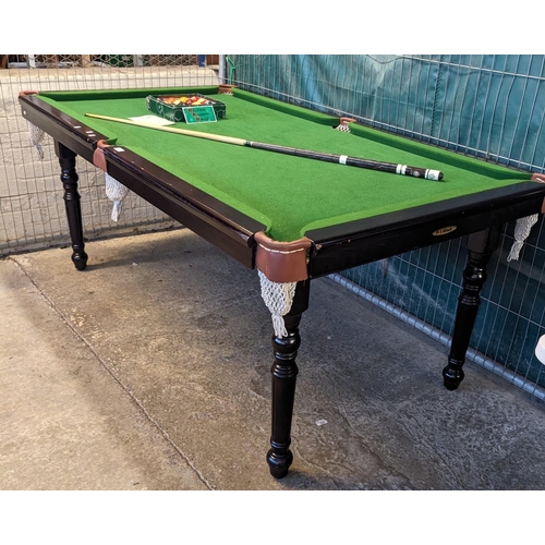 480 - Quarter size pool or billiard table complete with set of pool balls and a single cue. 110 x 194 x 82... 