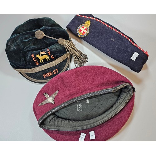 361 - A collection of 3 caps to include: Honour Cap (1926-27), Girls Brigade side cap and Parachute Regime... 