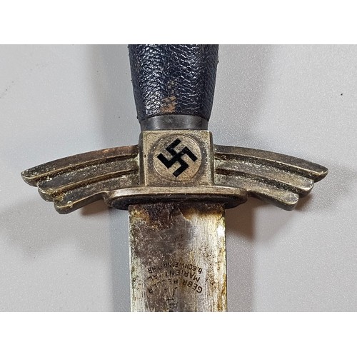 113 - German WWII period Third Reich early design DLV/NSFK Flyer's/Glider Pilot's knife. Double edged tape... 