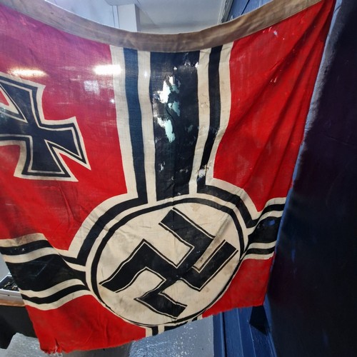 131 - Two German Third Reich Kriegsmarine war flags. Small flag marked 