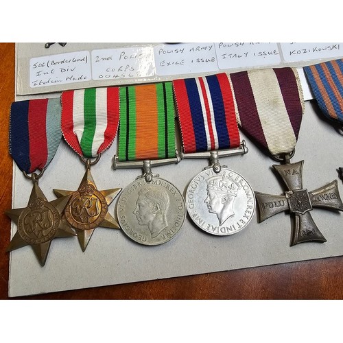 184 - WWII Polish Officer's Medal group, to include: 1939-45 War Medal, 1939-45 Star, Italy Star, various ... 