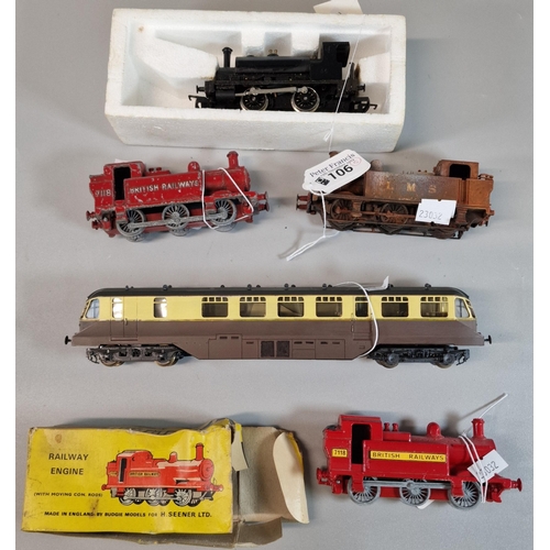 106 - Budgie 224 Railway Engine in distressed box, together with other locomotives etc. (B.P. 21% + VAT)