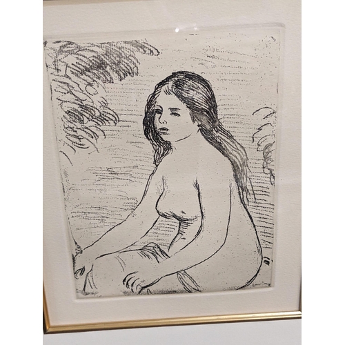 139 - After Pierre Auguste Renoir (French circa 1900), 'Seated Nude Study', uncoloured re-strike etching, ... 