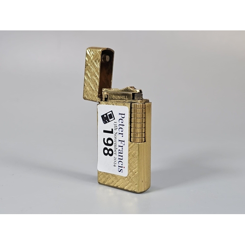 198 - Vintage Dunhill gold plated bark finish lighter.  (B.P. 21% + VAT)