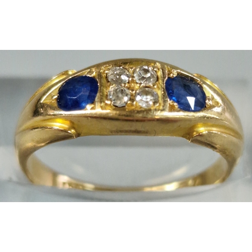 208 - 18ct gold diamond and sapphire ring. 3.6g approx. Size L.  (B.P. 21% + VAT)