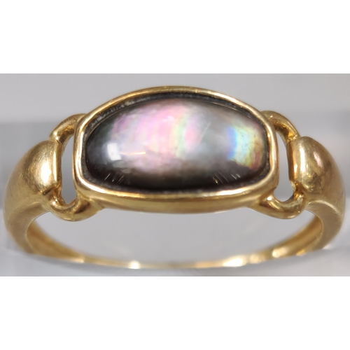 220 - 9ct gold grey stone finish dress ring. 1.8g approx. Size O1/2.  (B.P. 21% + VAT)