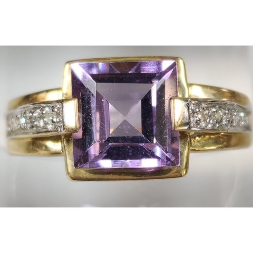 224 - 9ct purple and clear stone dress ring. 3.3g approx. Size O1/2.  (B.P. 21% + VAT)