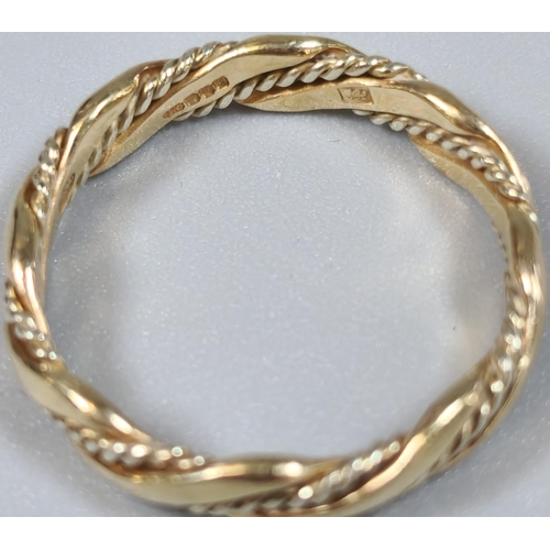 227 - 9ct gold rope twist ring. 2.5g approx. Size O1/2.  (B.P. 21% + VAT)