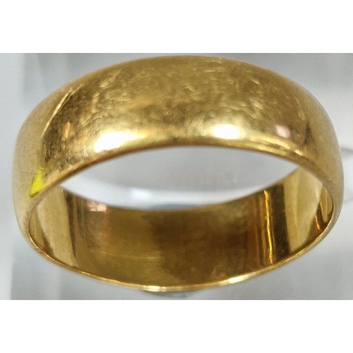 239 - 22ct gold wedding band. 4.8g approx. Size M1/2.  (B.P. 21% + VAT)