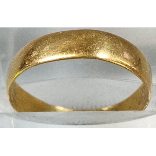 240 - 22ct gold wedding band. 1.7g approx. Size M.  (B.P. 21% + VAT)