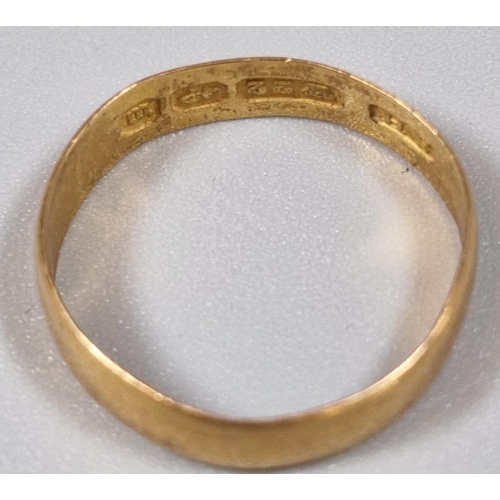 240 - 22ct gold wedding band. 1.7g approx. Size M.  (B.P. 21% + VAT)