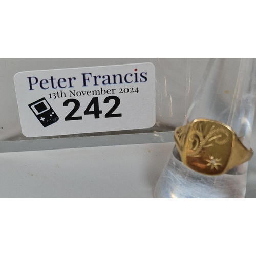 242 - 9ct gold signet ring. 2.9g approx. Size S.  (B.P. 21% + VAT)