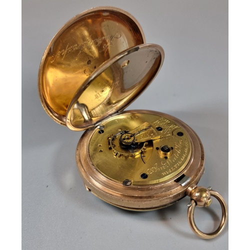 283 - Vintage gold plated open faced pocket watch with Roman numerals and sweep seconds dial. (B.P. 21% + ... 