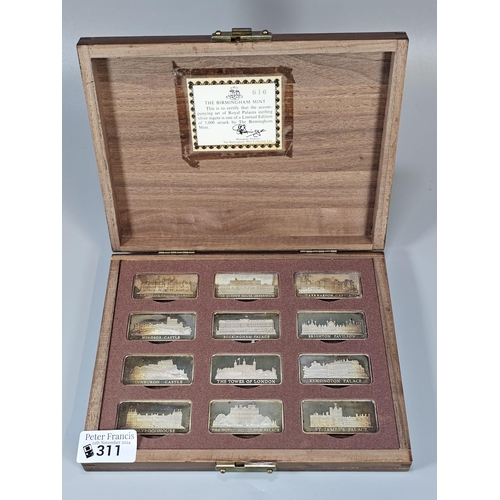 311 - The Birmingham Mint Royal Palaces, a collection of twelve solid sterling silver ingots, limited edit... 