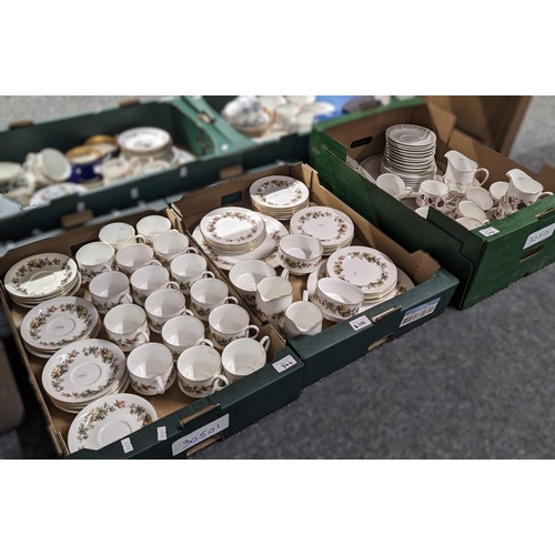 346 - Three boxes of teaware to include: Royal Stafford 'Lyndale', Paragon 'Michelle' and 'Flora' etc. (3)... 