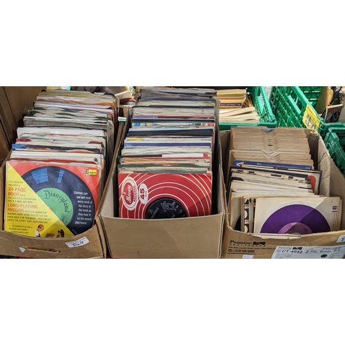 349 - Box of vinyl LPs and rpm 45s to include: Barbara Streisand, Peters and Lee, James Last etc. (B.P. 21... 