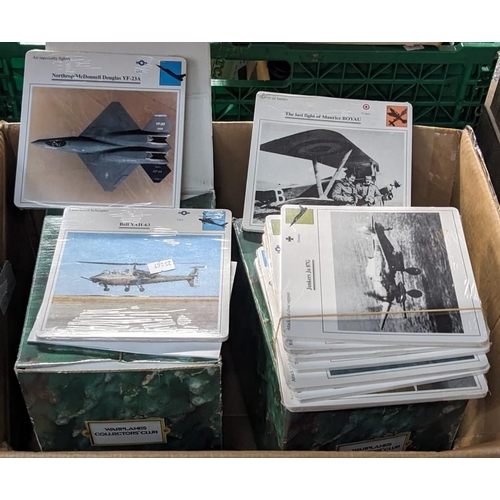 368 - Box containing a large collection of Warplanes Collector's Club Cards, with information to the rever... 