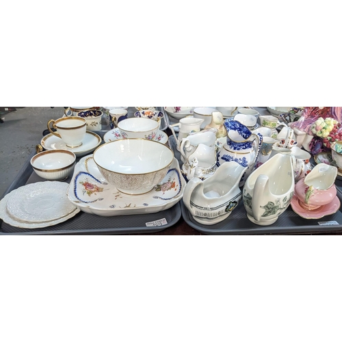 382 - Two trays of assorted English porcelain to include: collection of assorted cream jugs, Royal Worcest... 