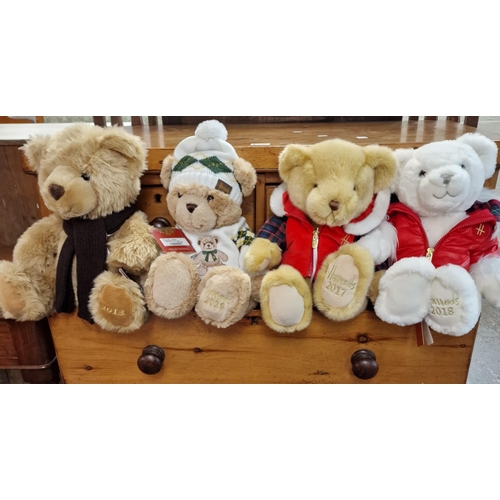 Four Harrods Christmas teddy bears to include: Baxter Bear, Bertie, Oliver and Angus. (4) (B.P. 21% + VAT)