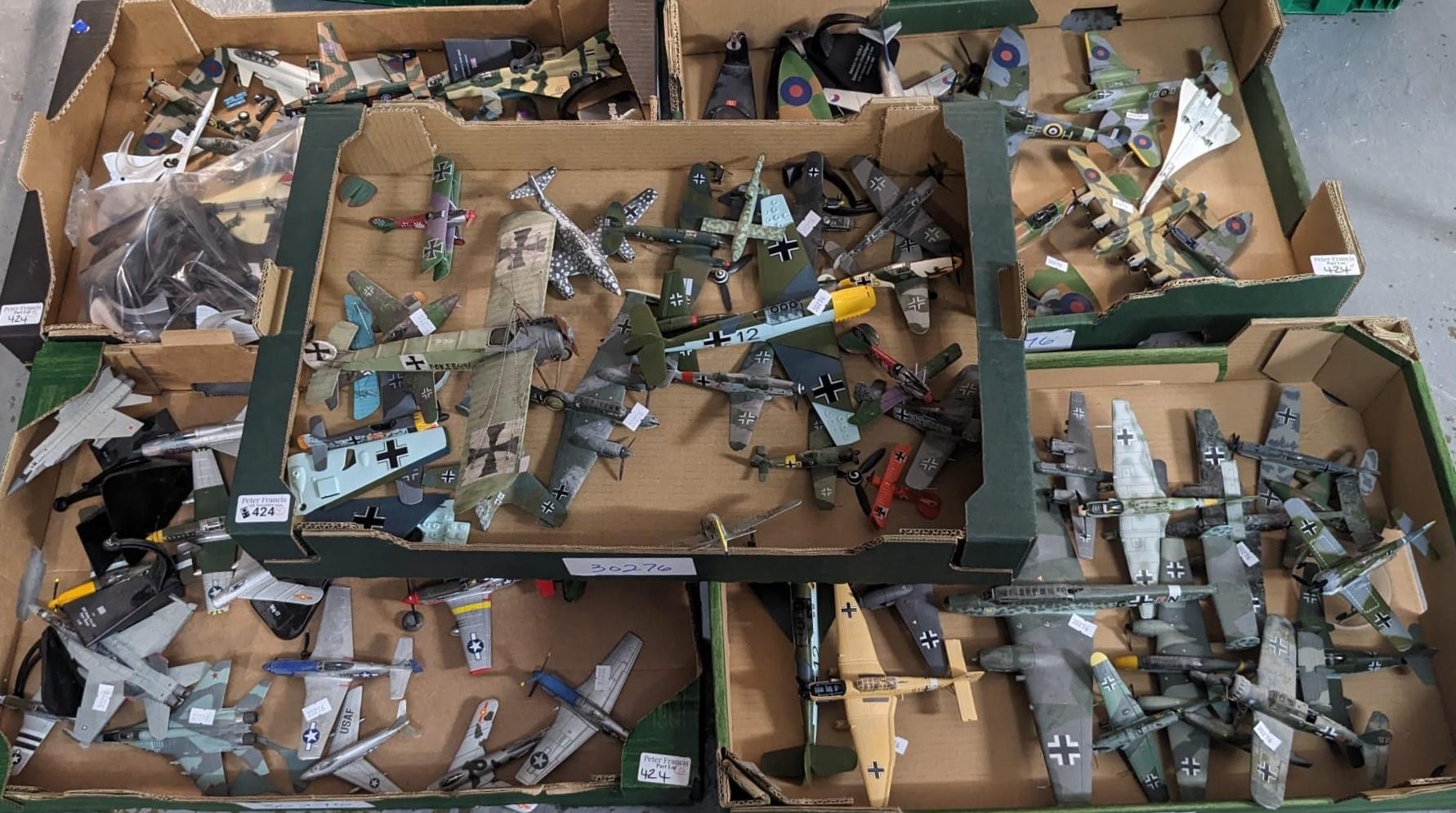 Large collection of model airplanes: spitfires, Corgi Toys Concorde ...