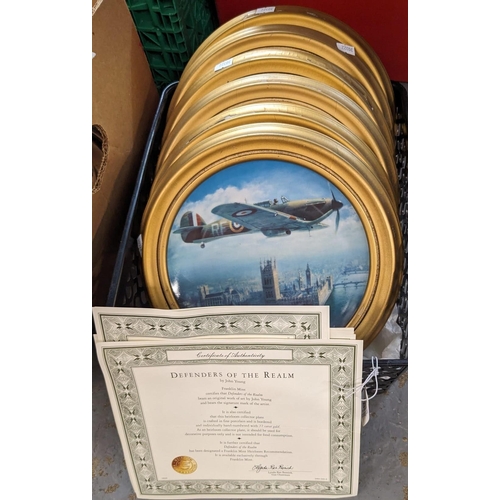 459 - Box of aviation collectors plates to include: 'Defenders of the Realm' by Franklin Mint. (B.P. 21% +... 