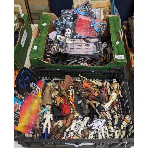 471 - Large collection in two trays of modern Star Wars figures, to include: various Storm Troopers, Chewb... 