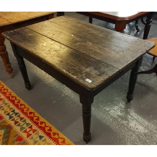 536 - Late 19th century stained pine kitchen table on baluster turned legs. 125x82x72cm approx.  (B.P. 21%... 