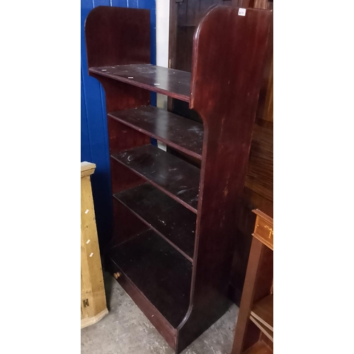 558 - Useful stained mahogany open bookshelves with under-drawer. 82x41x175cm high approx. (B.P. 21% + VAT... 