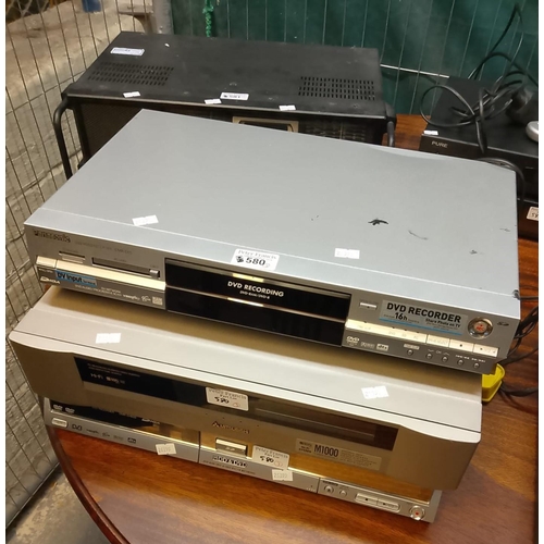 580 - Two DVD players to include: Panasonic DMR-E65 and DMR-EH60D. Together with Mitsubishi Hifi VHS recor... 