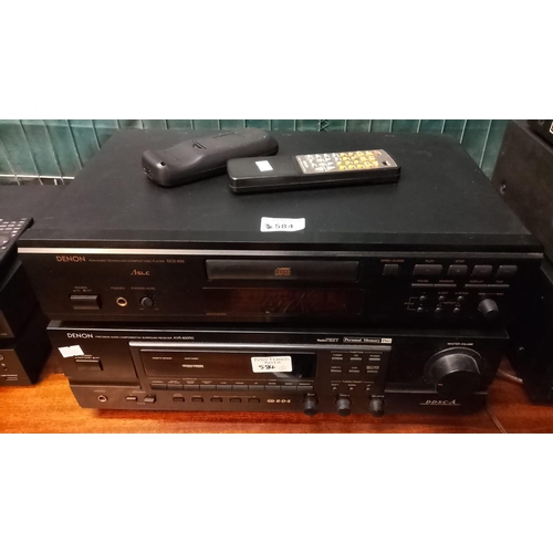 584 - Denon DCD-655 CD Player together with another Denon AVR-600RD Audio Video receiver with two remotes.... 