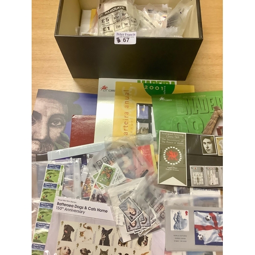 67 - Box with selection of Great Britain mint stamps, mini-sheets and few booklets plus Madeira and Portu... 