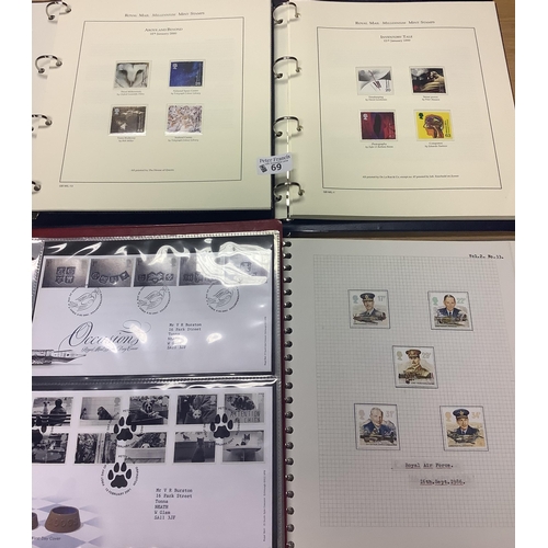 69 - Great Britain collection in four albums with Royal Mail Millennium stamp sets, Album of FDC's and al... 