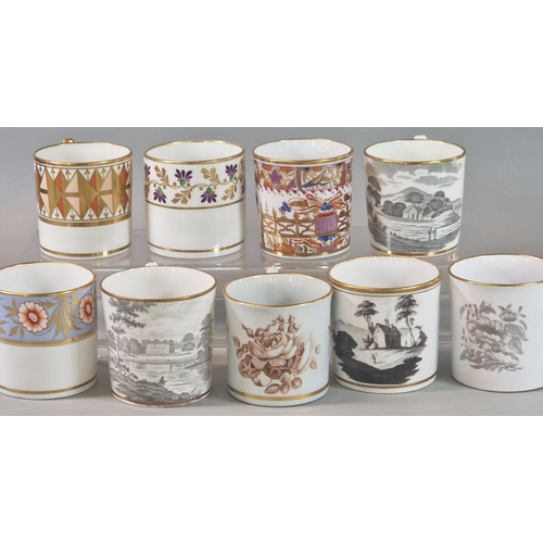 121 - Collection of early 18th/19th century porcelain coffee cans to include: Miles Mason 'Bat Print' desi... 