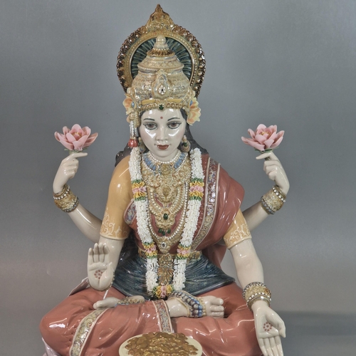 129 - Francisco Polope, for Lladro porcelain, Indian figure of Lakshmi. 36cm high approx. Signed to the un... 