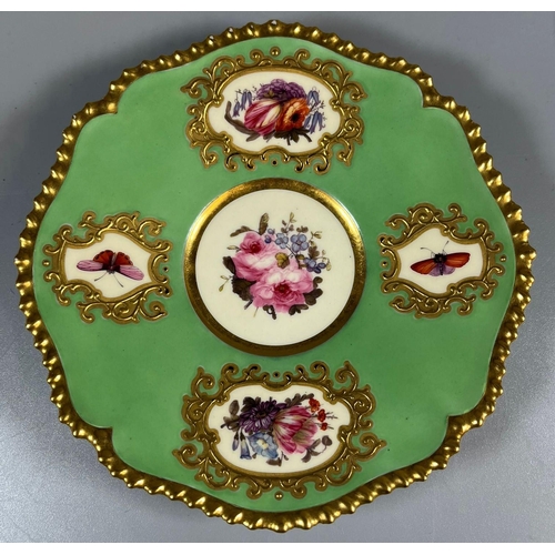 135 - 19th century Royal Worcester porcelain cabinet cup and saucer, gilt decorated with cranes, butterfli... 