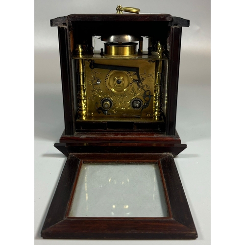 146 - Rare 19th century Japanese hardwood cased Makura-Dokei brass striking clock, having fully glazed cas... 