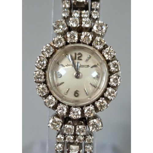 178 - Spectacular Jaeger le Coultre 18ct white gold diamond encrusted ladies' cocktail watch, the small he... 