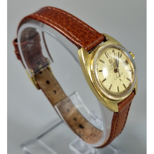 179 - Gold ladies' Omega Constellation automatic Chronometer wristwatch, having gilt face with baton numer... 